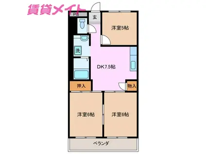 第二柴田ハイツ(3DK/1階)の間取り写真