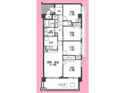 サザントゥリーII(4LDK/5階)の間取り写真