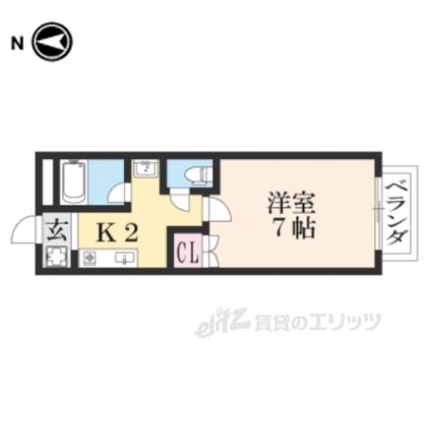 ツインハイツ(1K/2階)の間取り写真
