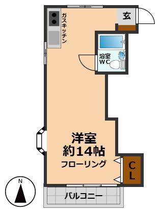 コーポヤマト(ワンルーム/2階)の間取り写真