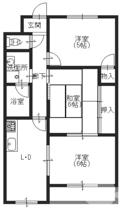 アンメゾン北花田(3DK/3階)の間取り写真