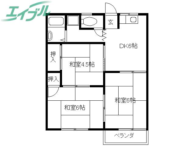 フォーブルひじり B(3DK/2階)の間取り写真