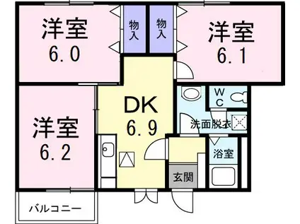 カボティーヌ(3DK/1階)の間取り写真