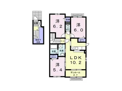 セレステ中間(3LDK/2階)の間取り写真