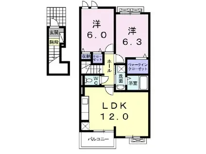 パラティーノII(2LDK/2階)の間取り写真