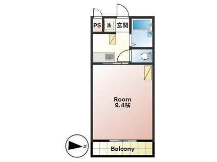 パティオ東村山(1K/2階)の間取り写真