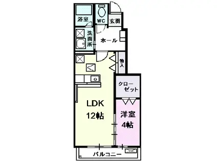 ソレイユ(1LDK/1階)の間取り写真