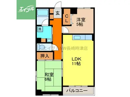 せんだんコート(2LDK/2階)の間取り写真