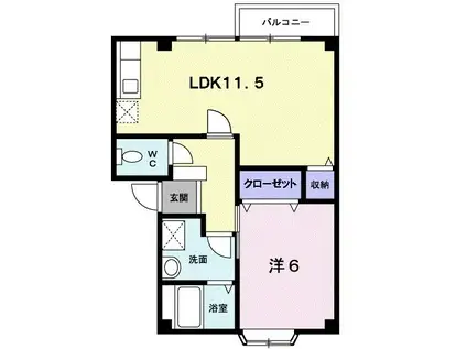 エスポアメゾンB(1LDK/2階)の間取り写真