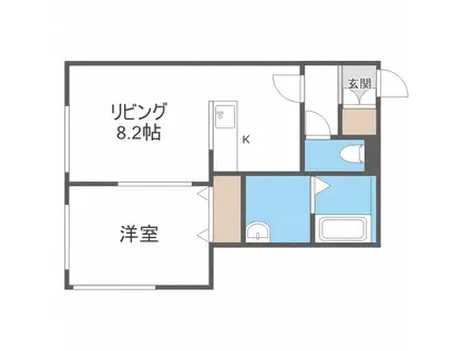 ドルチェヴィータ(1LDK/4階)の間取り写真