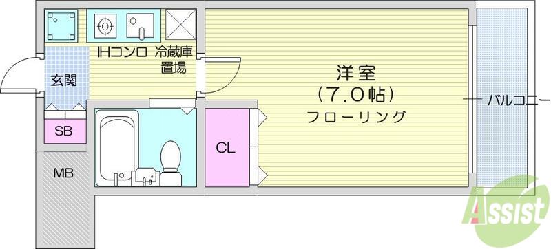アーバンハイツ通町(1K/1階)の間取り写真