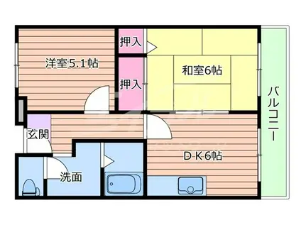 モアクレスト(2DK/1階)の間取り写真