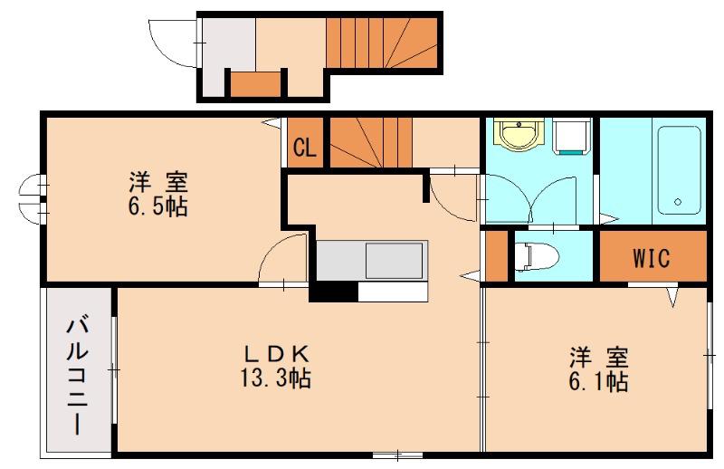 ル・シャルム南参道(2LDK/2階)の間取り写真