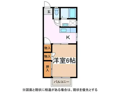 さくら荘(1K/2階)の間取り写真