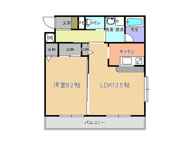 メゾンドMJ陽東(1LDK/3階)の間取り写真