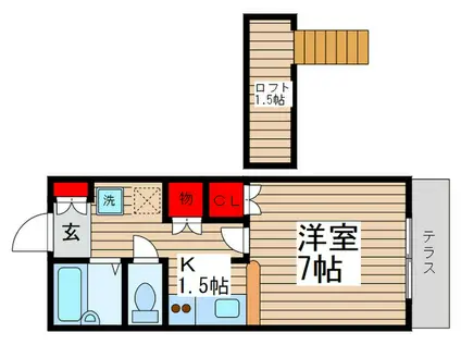 ダイワプラザ津田沼(1K/2階)の間取り写真