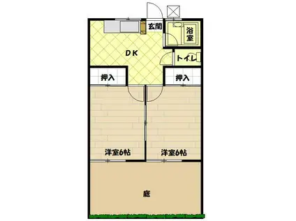 コーポオキ(2K/1階)の間取り写真