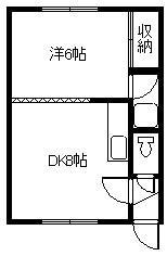 インペリアル64(1DK/2階)の間取り写真