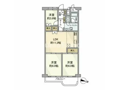 フドウ三軒茶屋ハイツ(3LDK/7階)の間取り写真