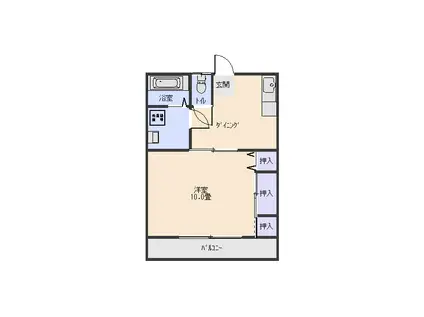 エンゼルハイツ上人(1DK/1階)の間取り写真