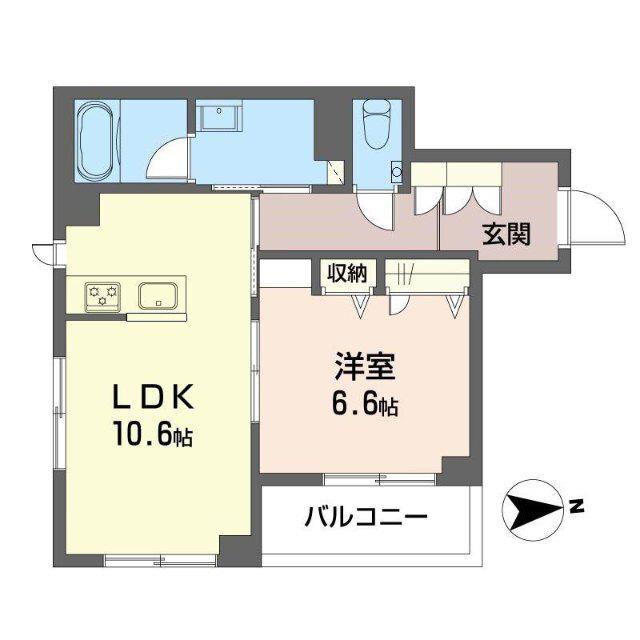 BONHEUR(1LDK/2階)の間取り写真