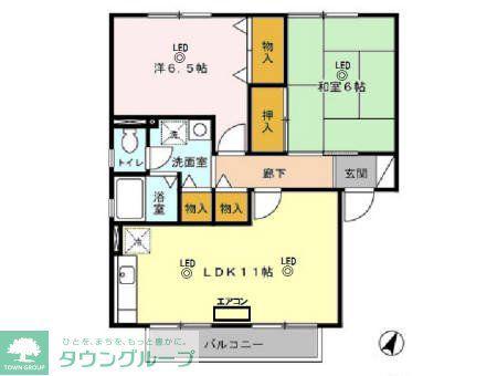 パークアゼリアA/B(2LDK/1階)の間取り写真