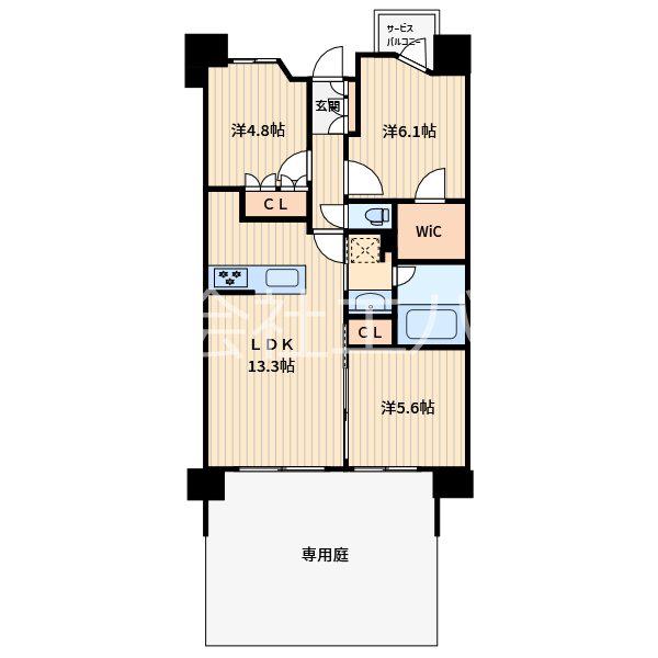RJRプレシア川口(3LDK/1階)の間取り写真