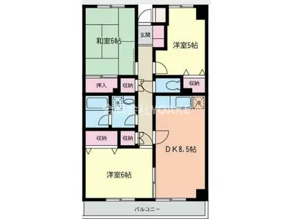 オークウッドI(3DK/3階)の間取り写真