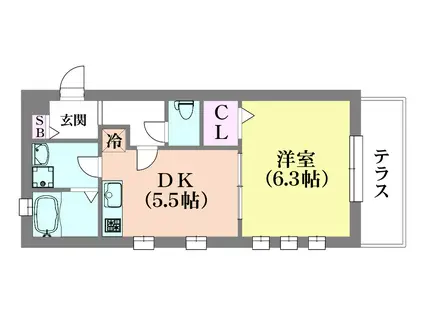 J・グランデ神戸谷上(1DK/1階)の間取り写真