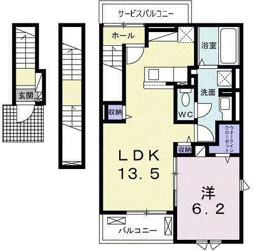 レジデンス上條(1LDK/3階)の間取り写真