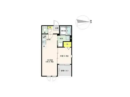 ウィローツリーレジデンス京都伏見(1LDK/1階)の間取り写真