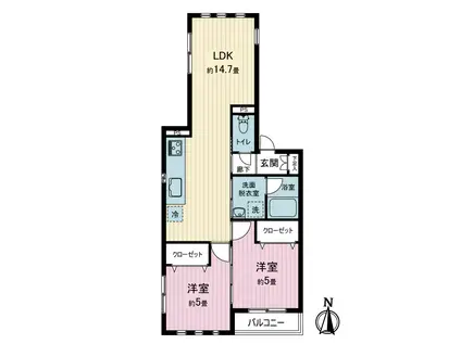 江東区大島マンション(2LDK/1階)の間取り写真
