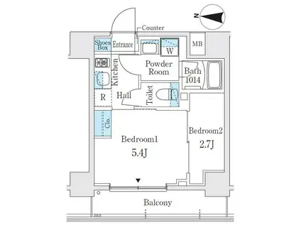 ヴァンクール菊川駅前(2K/3階)の間取り写真