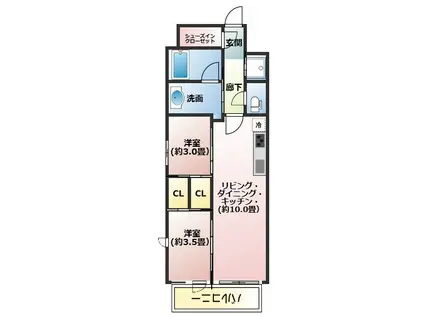 リビオメゾン新大阪(2LDK/15階)の間取り写真