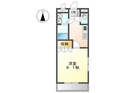 ハウスゆずの木(1K/1階)の間取り写真