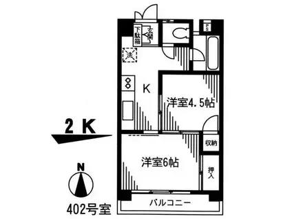 下川サンリバーマンション(2K/4階)の間取り写真