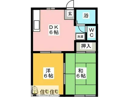 VILLAGE MITAKE A棟(2DK/2階)の間取り写真