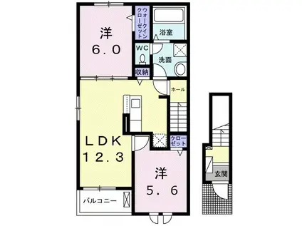 ブラン ノワール(2LDK/2階)の間取り写真