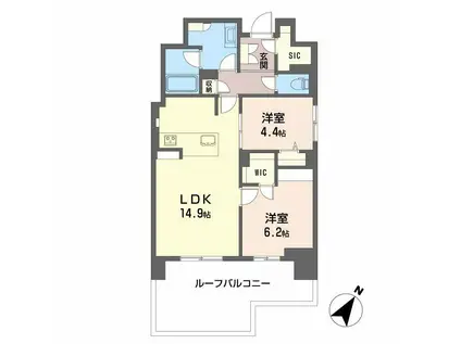 リビエナ グラン 新梅田(2LDK/3階)の間取り写真