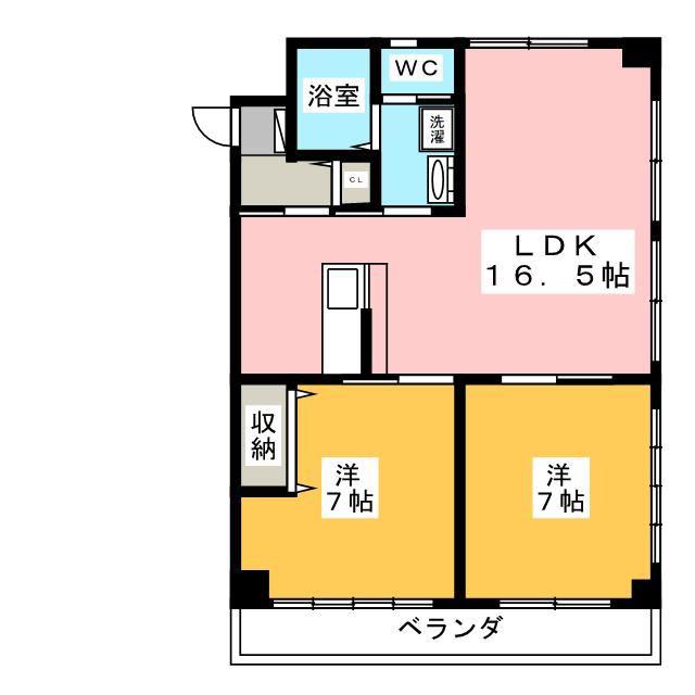 広貴商事ビル(2LDK/3階)の間取り写真