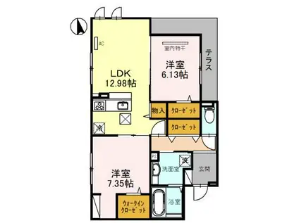 シエルクレール(2LDK/1階)の間取り写真