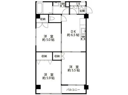 ラフルール(3DK/1階)の間取り写真