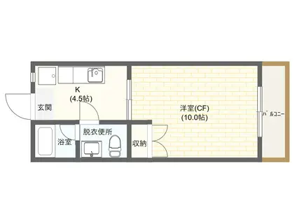 ヴェルジェ(1K/2階)の間取り写真