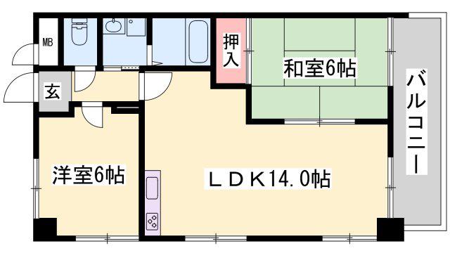 ピアイースト姫路白浜(2LDK/3階)の間取り写真
