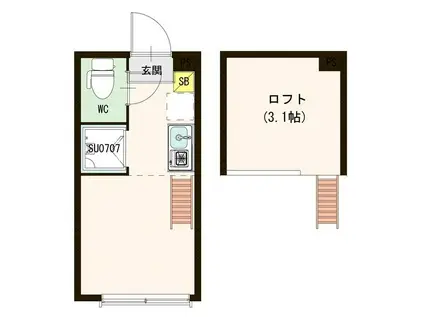 グラン・クリュ笹塚(ワンルーム/1階)の間取り写真