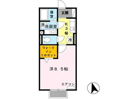 ソレアードI(1K/2階)の間取り写真