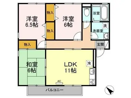 ハイカムール米原A棟(3LDK/1階)の間取り写真