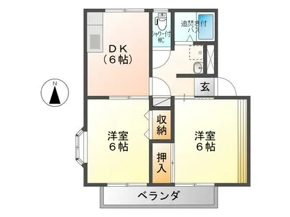 フォルテ丸子 A棟(2DK/1階)の間取り写真
