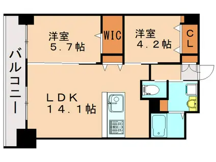 ウイングス熊手(2LDK/11階)の間取り写真