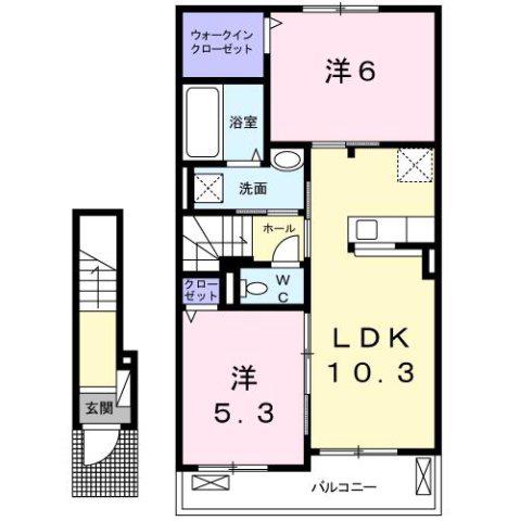 フォレスト ソレイユV(2LDK/2階)の間取り写真